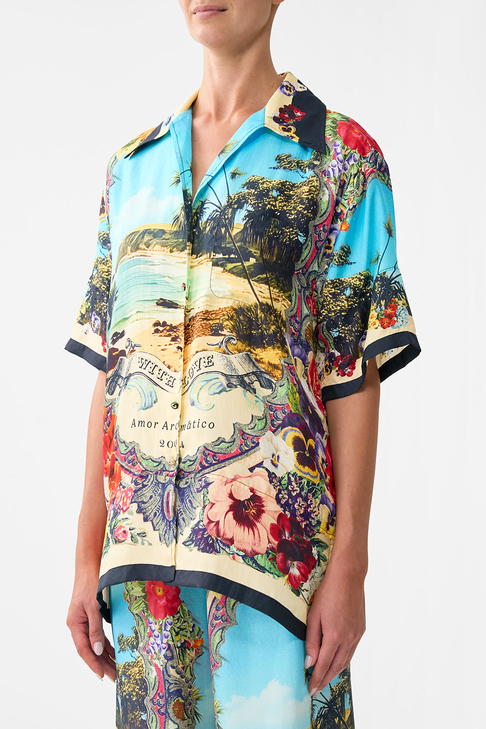 The CAMILLA Oversized Shirt With Pocket in our Bathing Bombshell print.