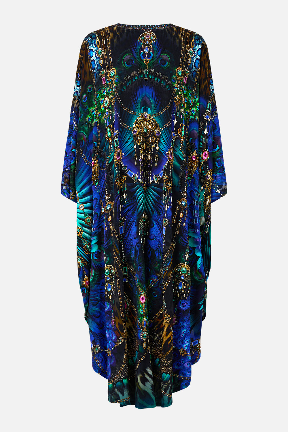 The CAMILLA Jersey Long Kaftan With Rounded Hem in our Dominican Decadence print.
