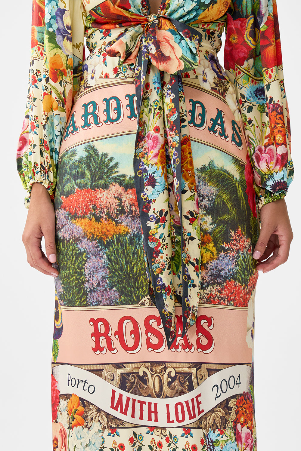 The CAMILLA Blouson Sleeve Bias Dress in our Aromatic Amor print.