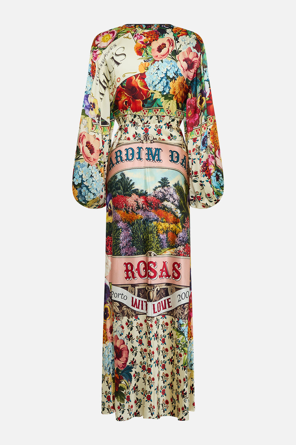 The CAMILLA Blouson Sleeve Bias Dress in our Aromatic Amor print.