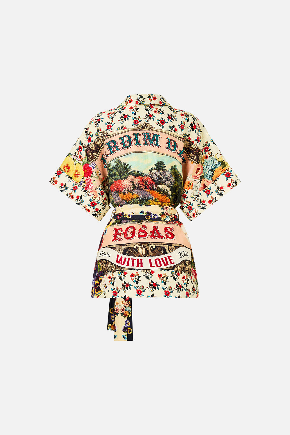 The CAMILLA Double Breasted Short Sleeve Jacket in our Aromatic Amor print.