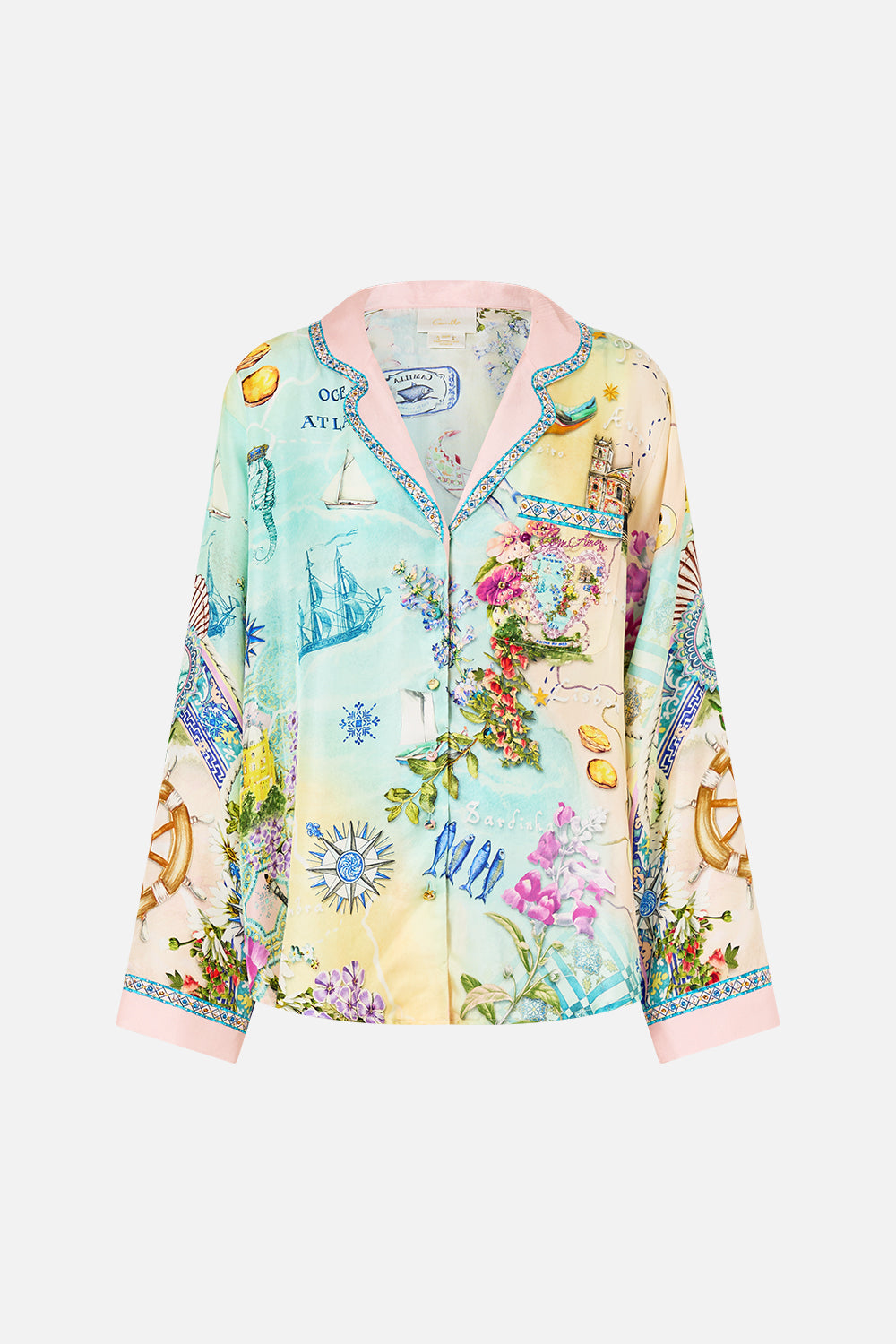 The CAMILLA Boxy Pyjama Shirt in our Just Coasting print.