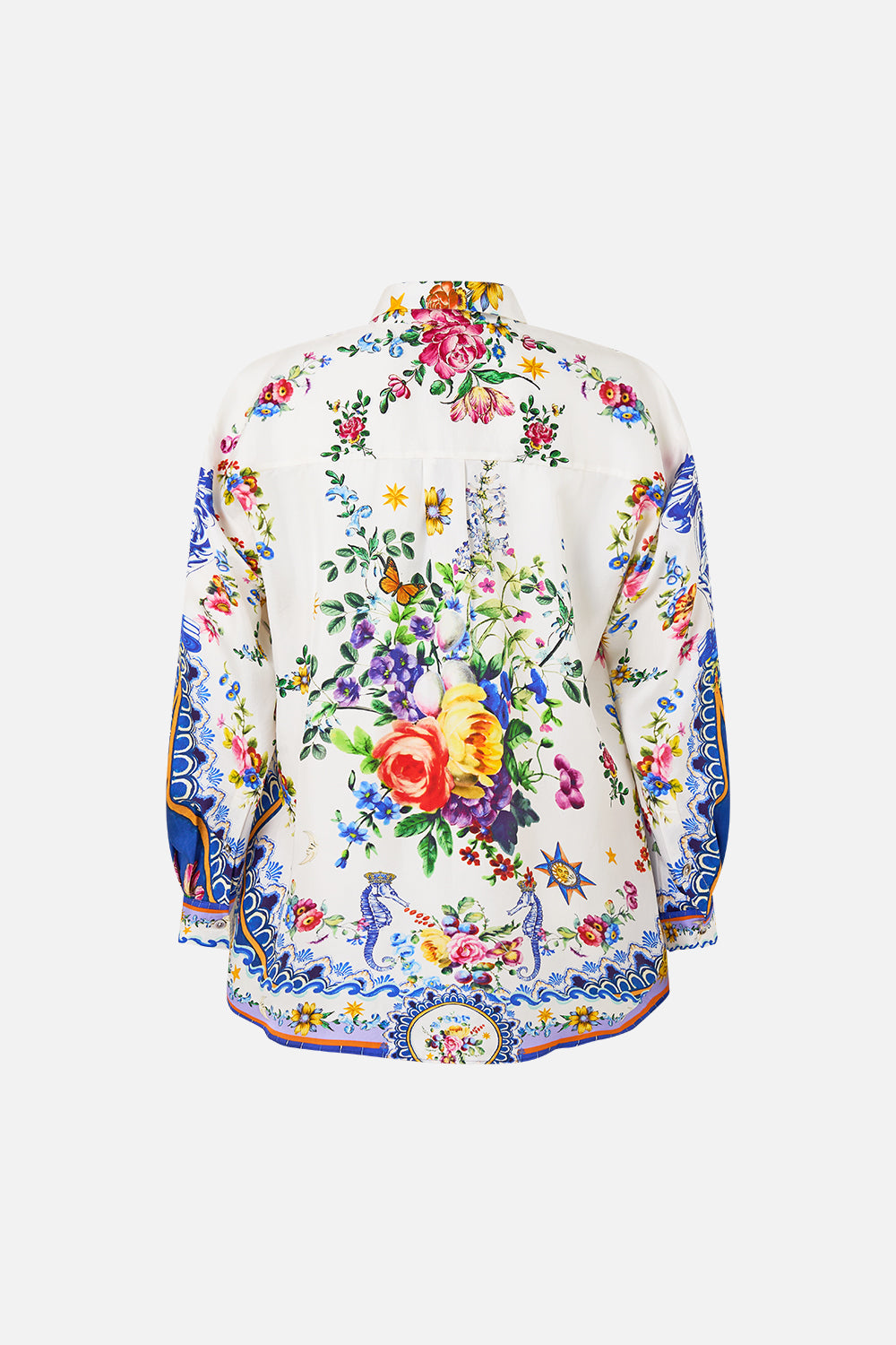 The CAMILLA Long Sleeve Oversized Shirt in our Tiles Darls print.