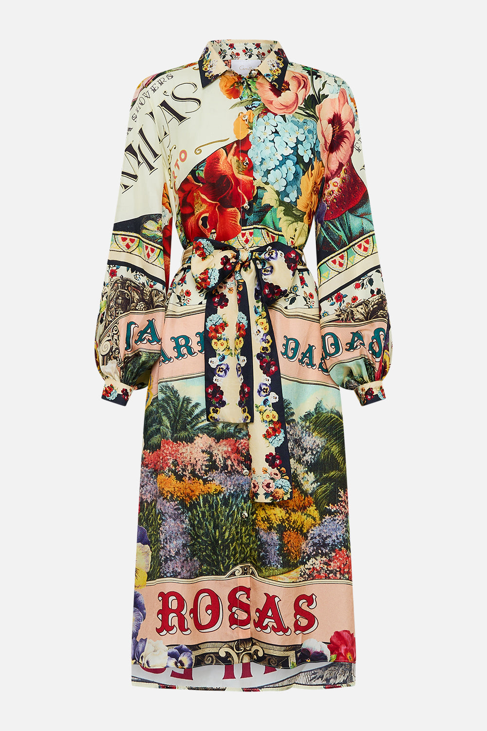 The CAMILLA High Low Midi Shirt Dress in our Aromatic Amor print.