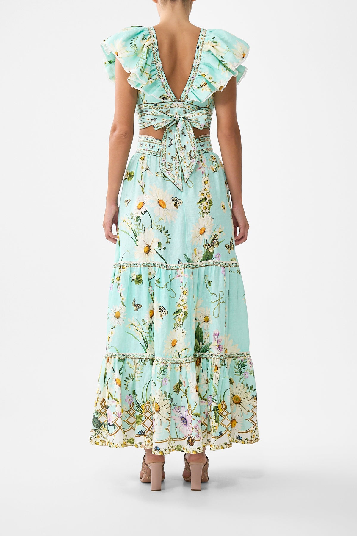 The CAMILLA High Waisted Tiered Skirt in our Floral Freefall print.