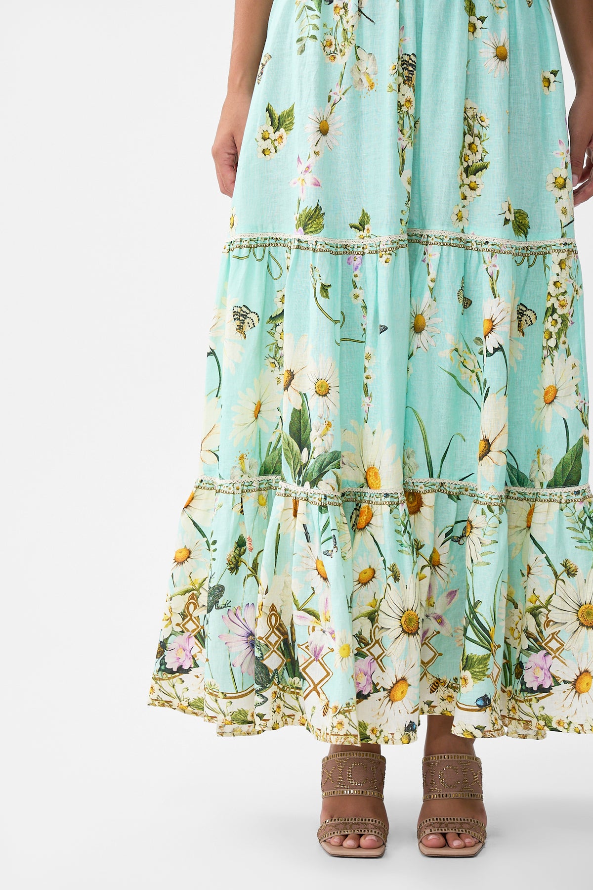 The CAMILLA High Waisted Tiered Skirt in our Floral Freefall print.