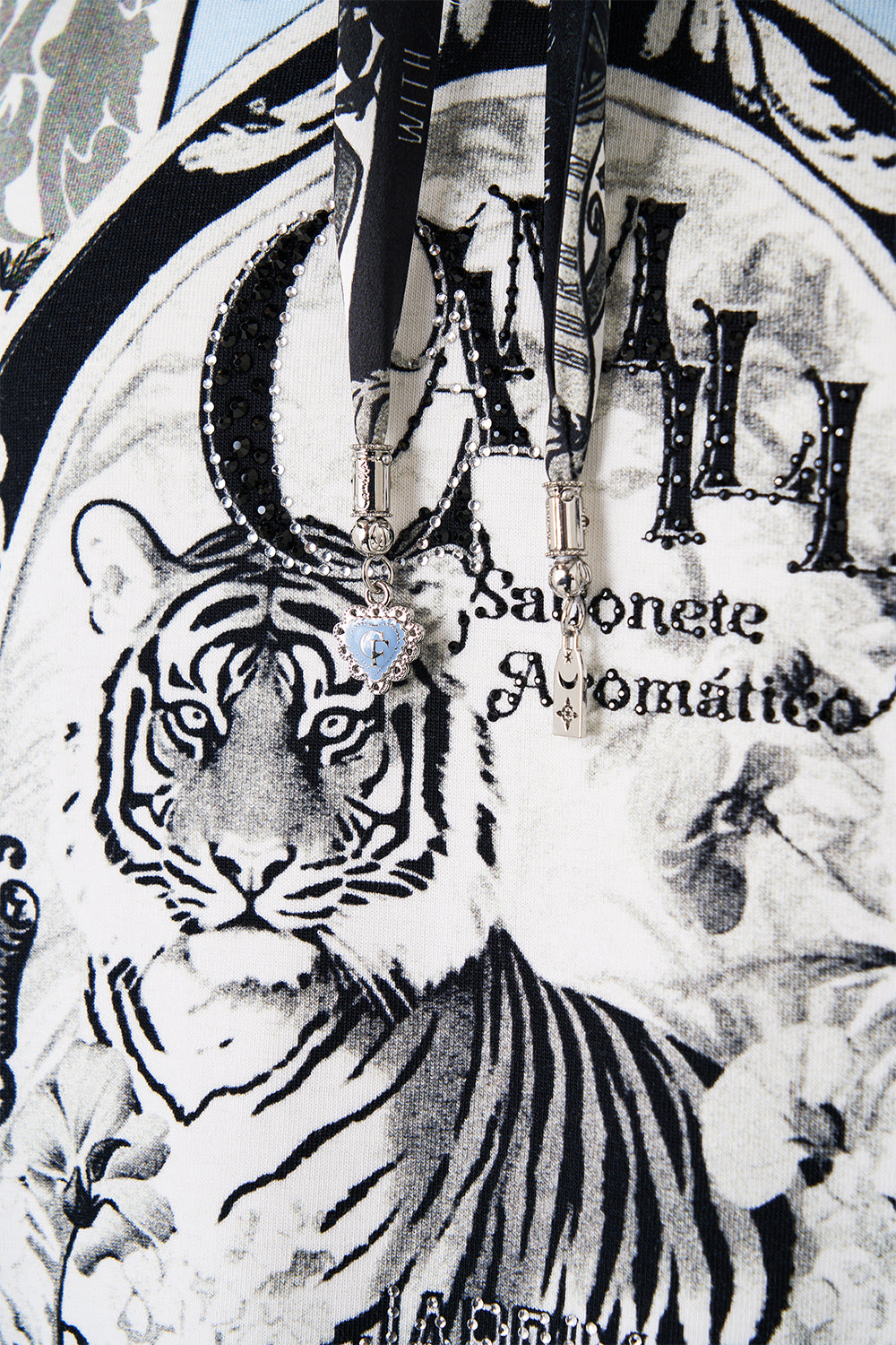 The CAMILLA Silk Band Oversized Hoodie With Pockets in our Perfumed In Porto print.