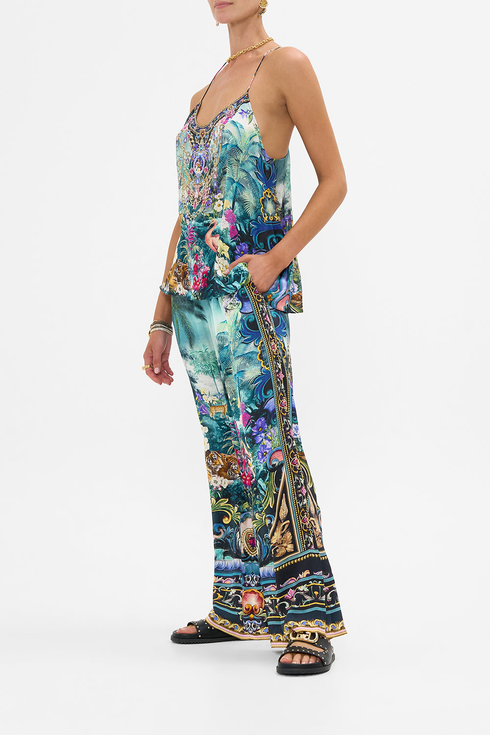 The CAMILLA T Back Shoestring Top in our Basked In Baroque print.