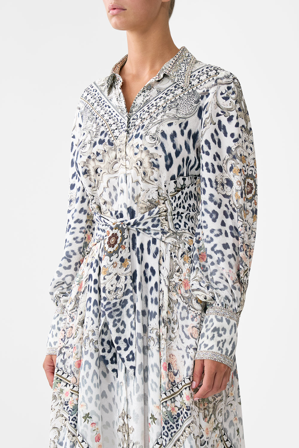 The CAMILLA Waist Tie Shirt Dress in our Marble Heaven print.