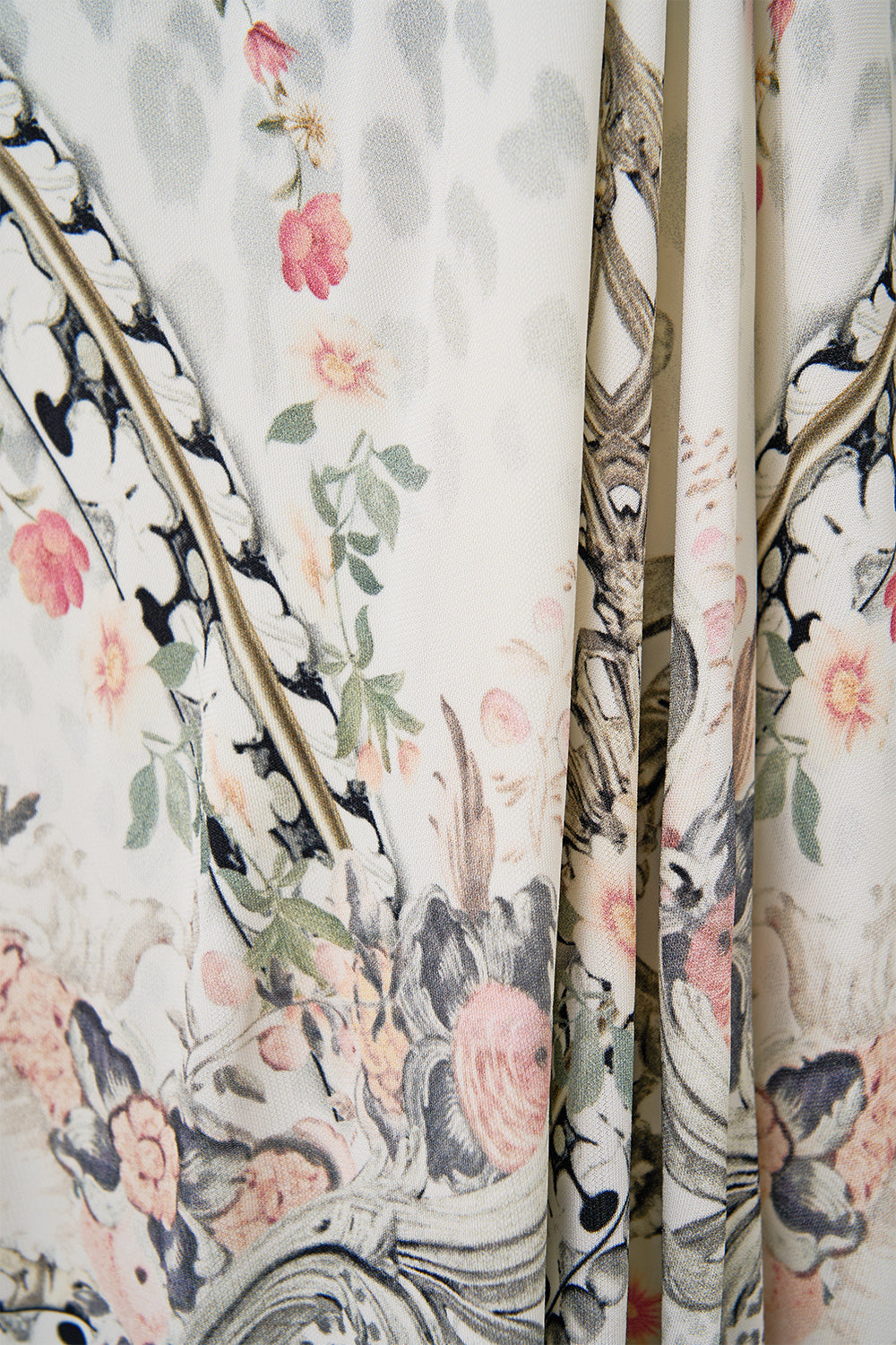 The CAMILLA Long V Neck Twist Front Jersey Dress in our Marble Heaven print.