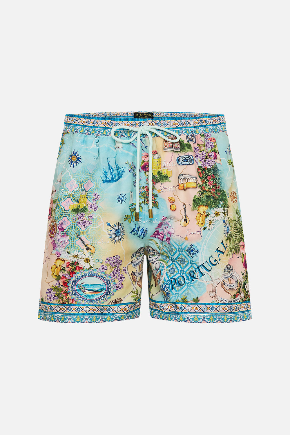 The CAMILLA Mid Length Boardshort With Elastic Waist in our Just Coasting print.
