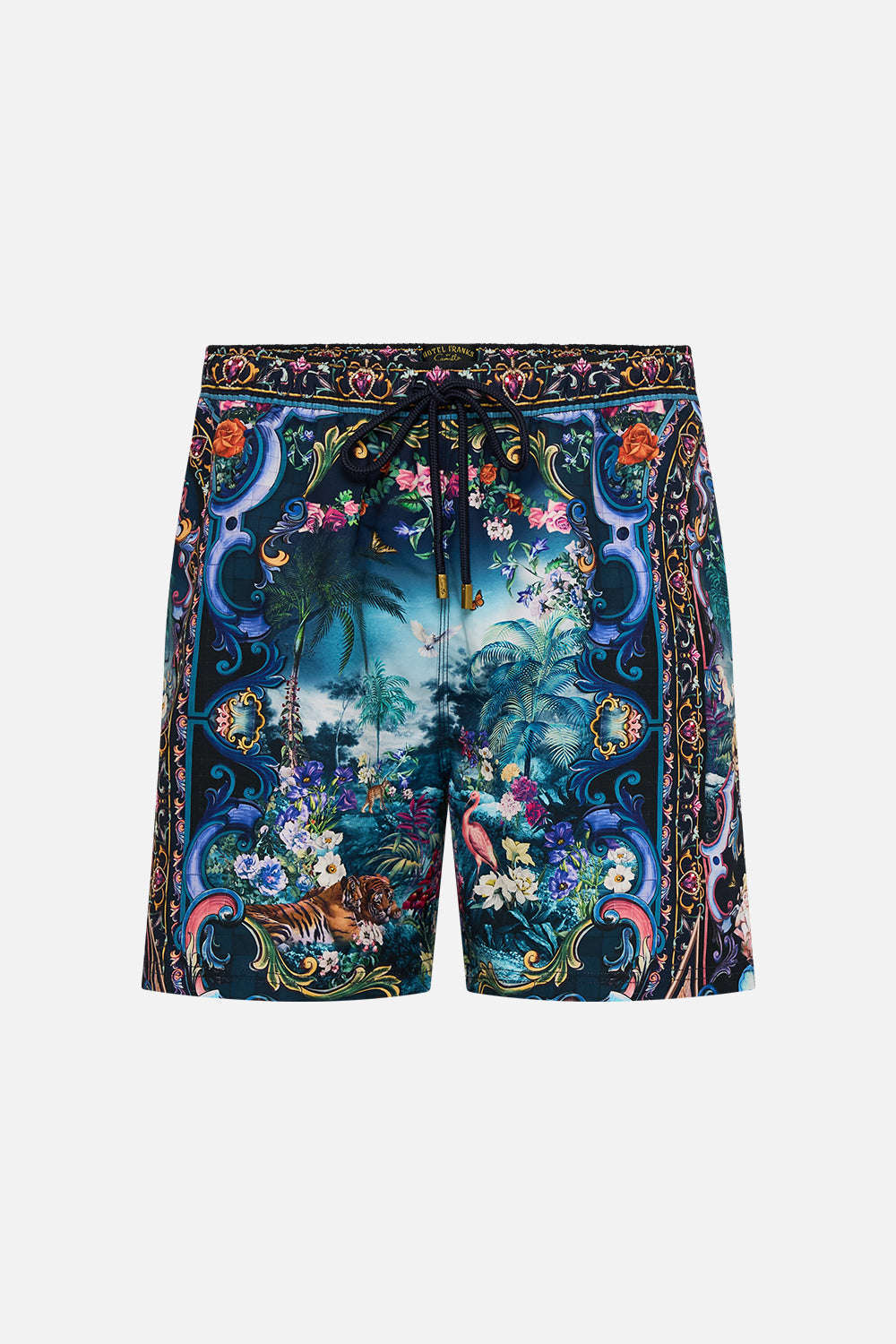 The CAMILLA Mid Length Boardshort With Elastic Waist in our Basked In Baroque print.