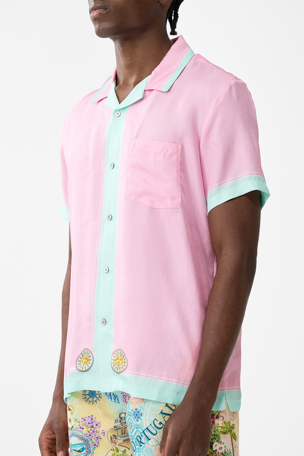 The CAMILLA Short Sleeve Camp Collared Shirt in our Just Coasting print.