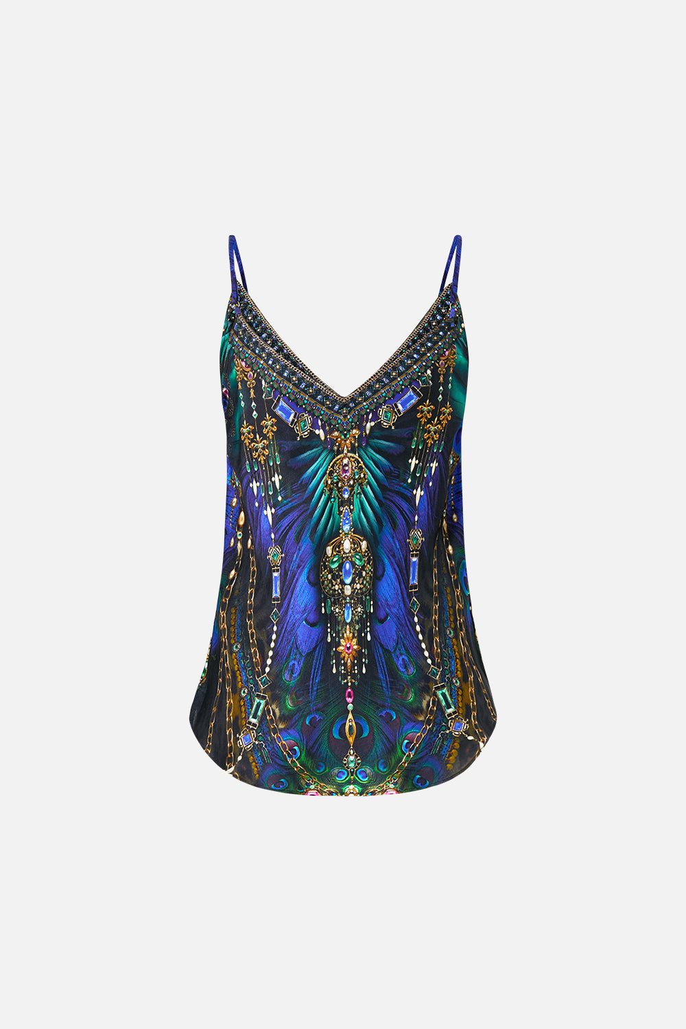 The CAMILLA V-Neck Bias Cami in our Dominican Decadence print.