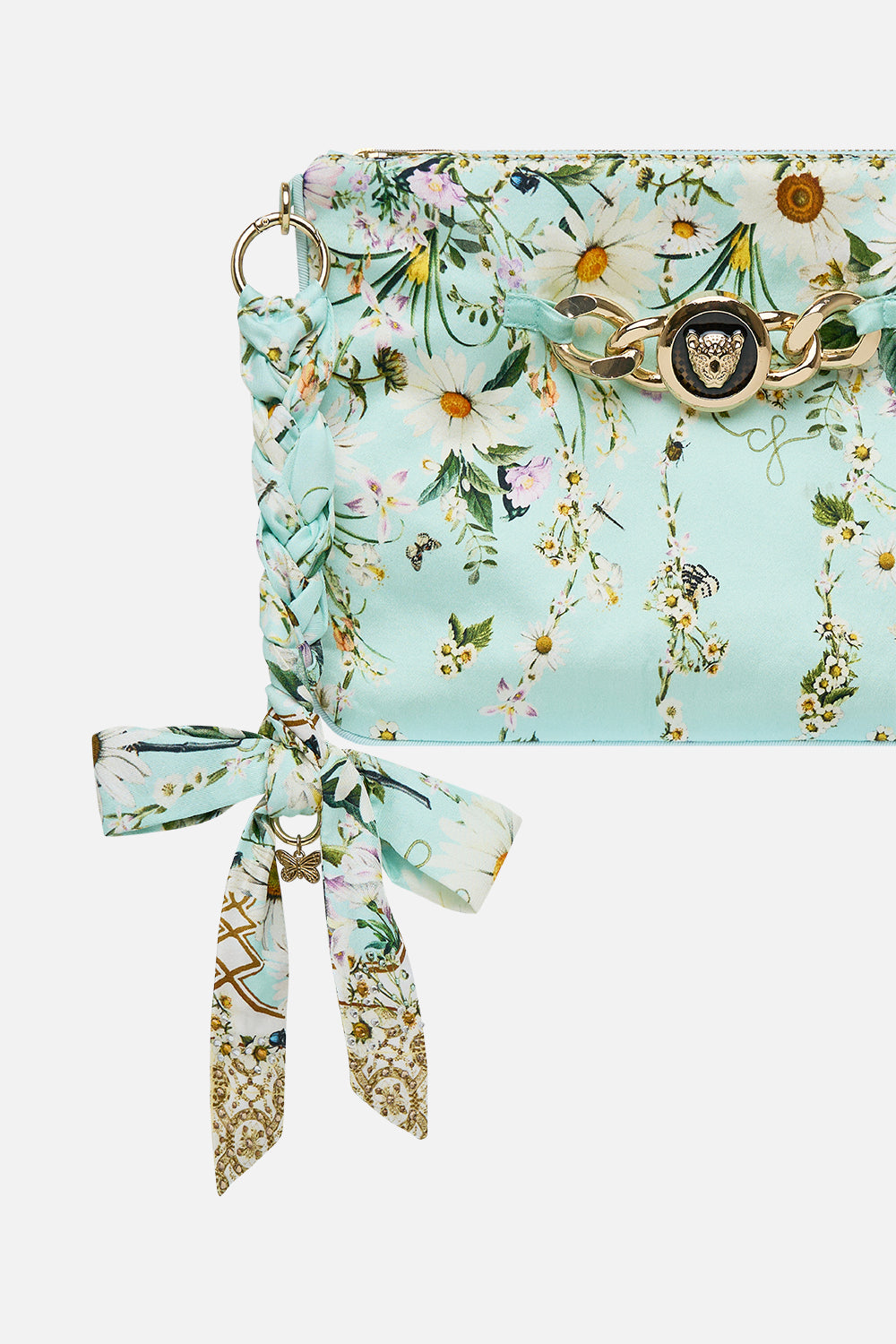 The CAMILLA Braided Strap Clutch in our Floral Freefall print.