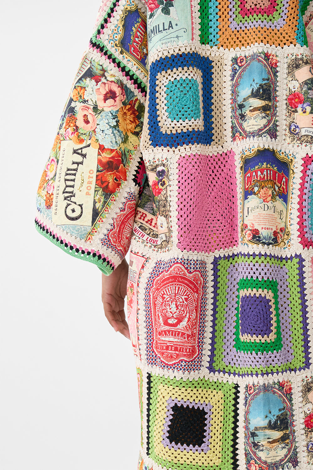 CROCHET PATCHED KIMONO COAT SOAP OPERA