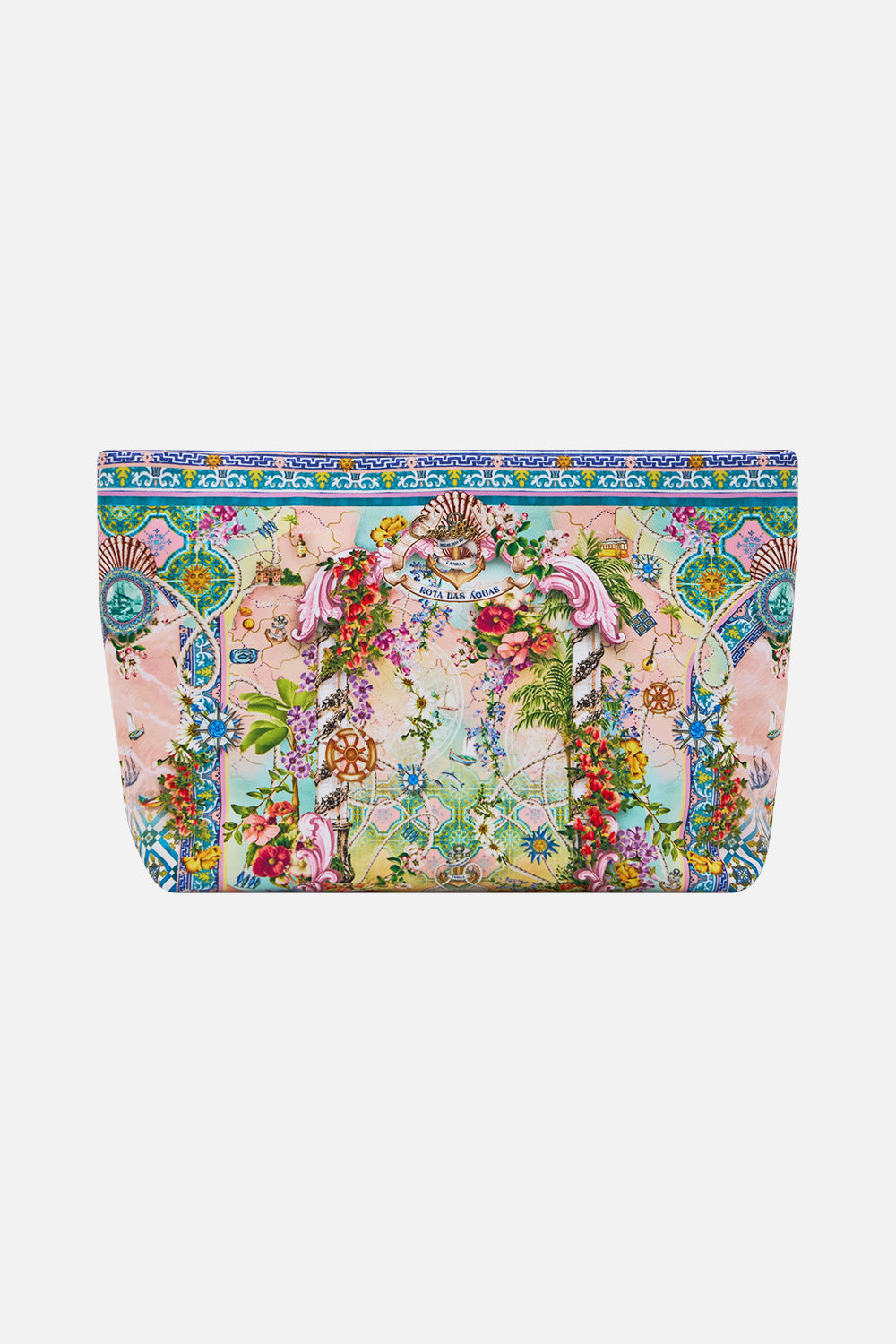 The CAMILLA Large Makeup Clutch in our Just Coasting print.