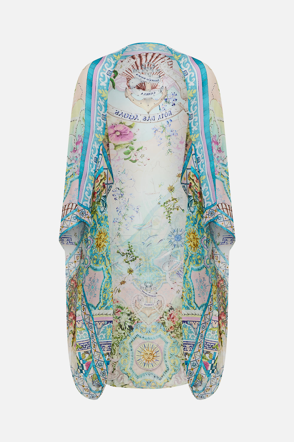 The CAMILLA Silk Chiffon Shrug in our Just Coasting print.