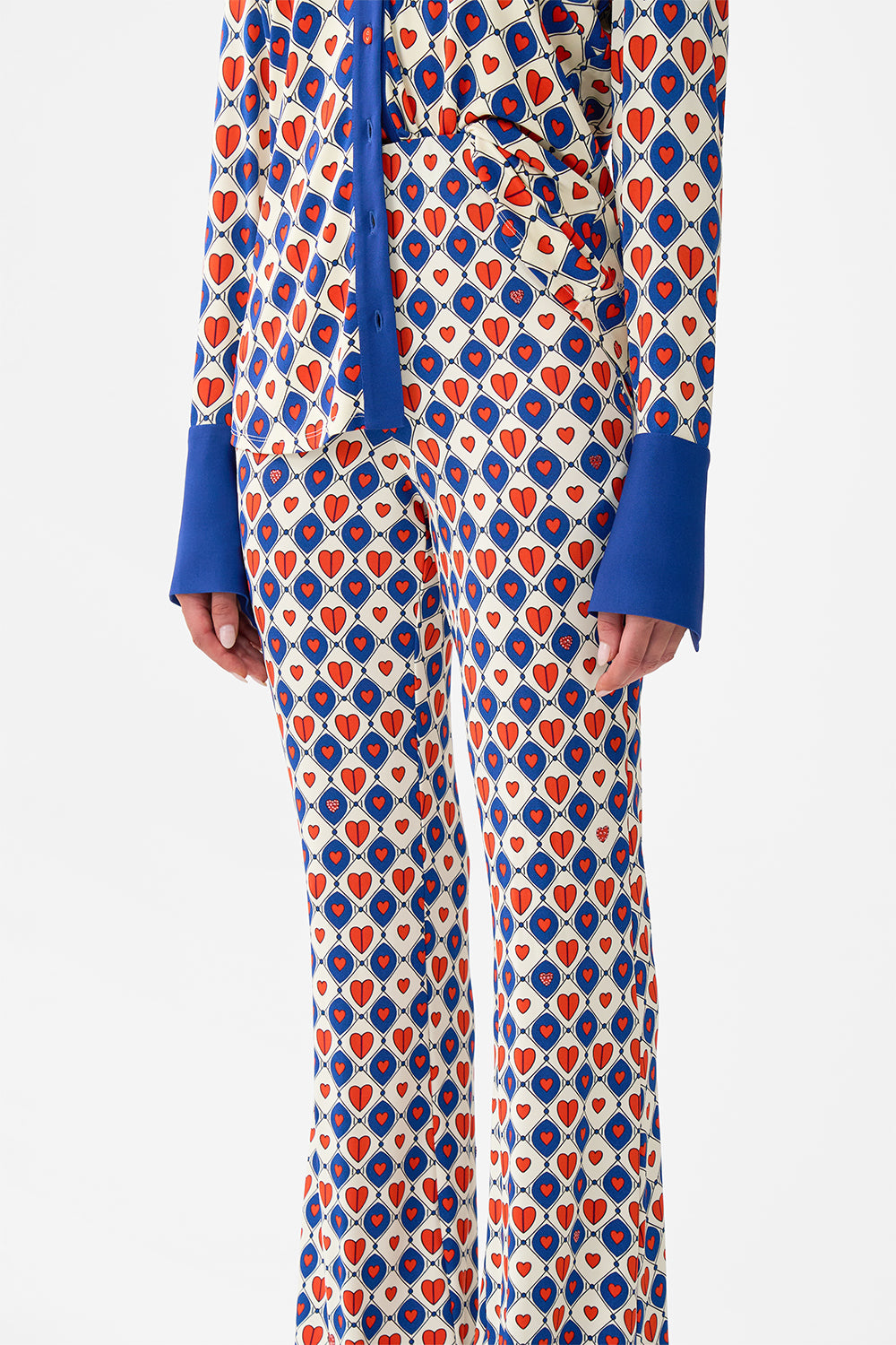 The CAMILLA Jersey Flare Pant in our Rinse & Roar print.