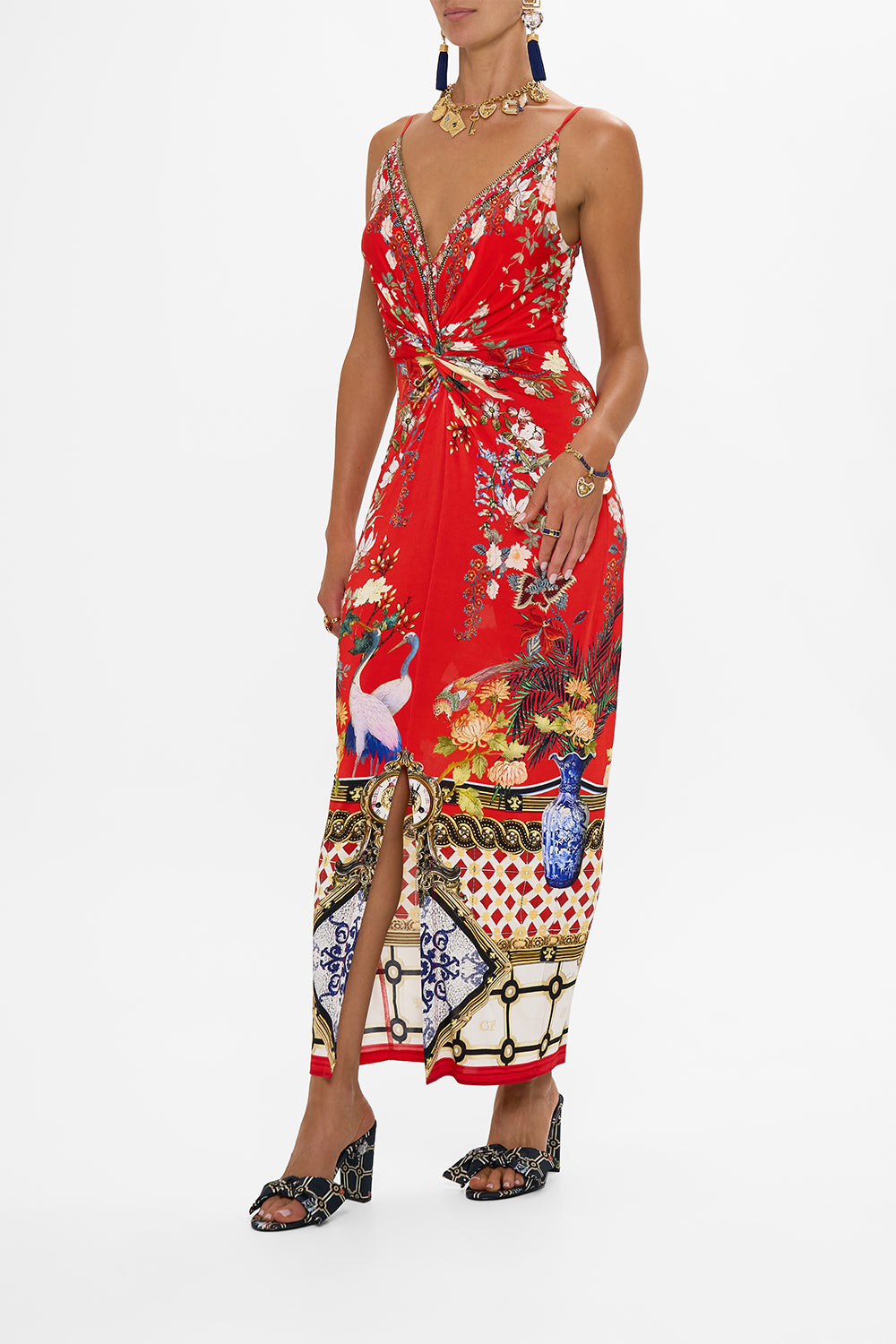 STRAPPY DRESS WITH TWIST FRONT LISBOA LUXE