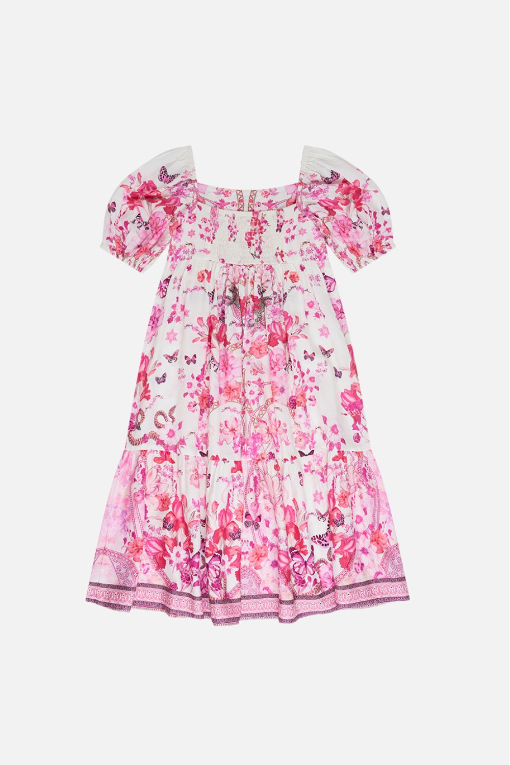 CAMILLA Kids Midi Dress With Puff Sleeve 12-14 in Botanical Novella print
