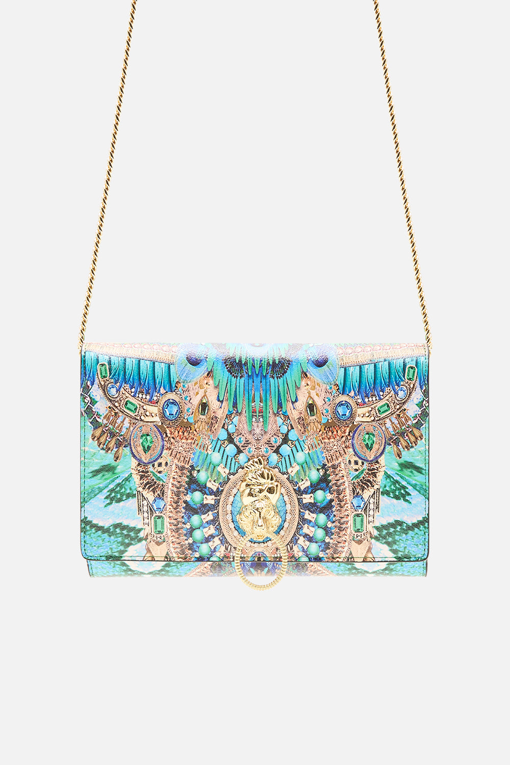 CAMILLA Chain Flap Crossbody in Land Of Wonder print