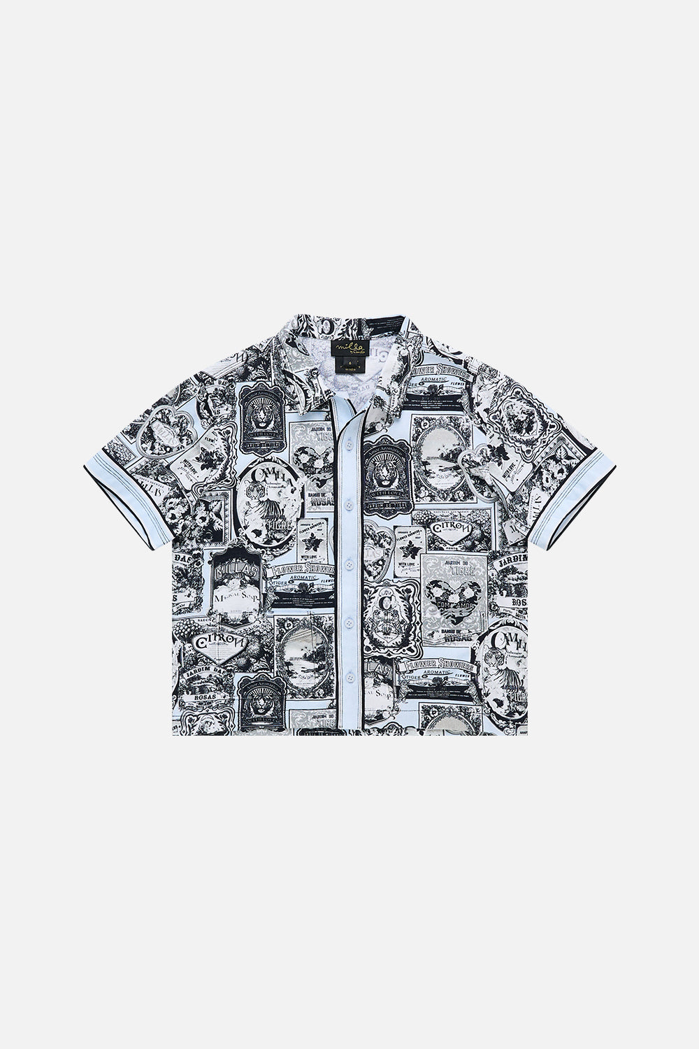 The CAMILLA Boys Short Sleeve Cabana Shirt 4-10 in our Flower Showers print.