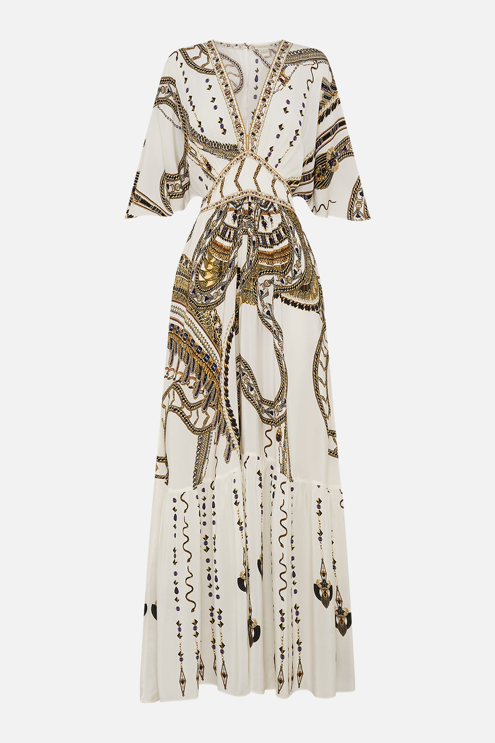 WAISTED DRESS WITH HEM RUFFLE GODDESS ENERGY