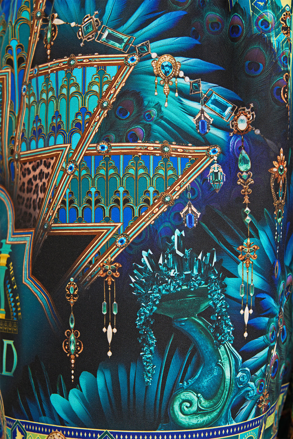 Hotell Franks By CAMILLA Green/Black Mid Length Boardshort in Defy Gravity Print.