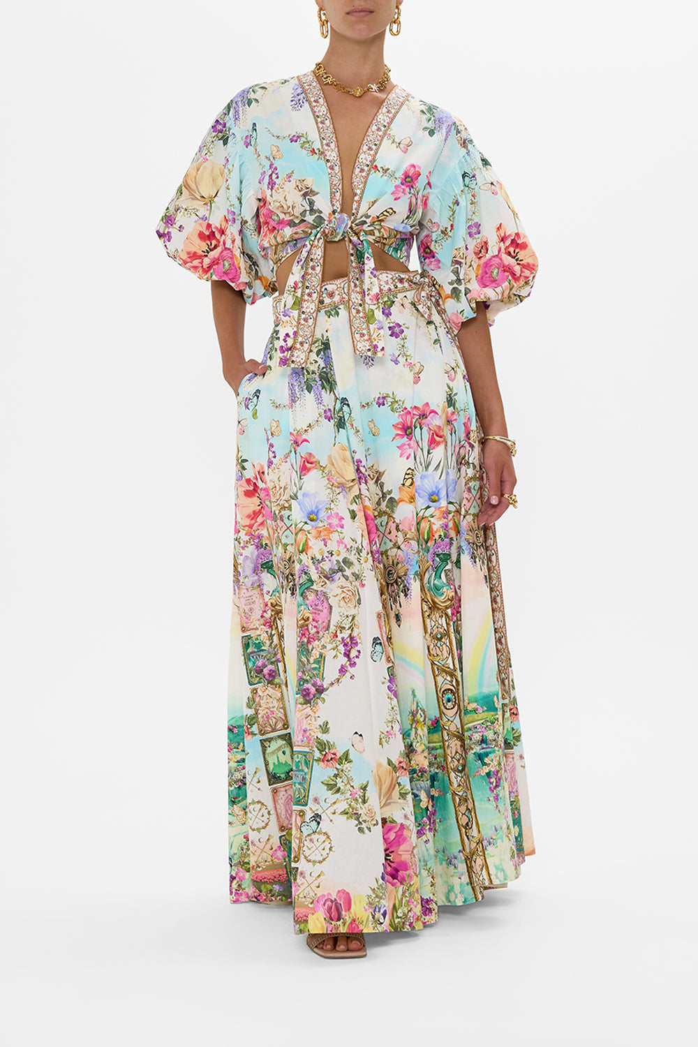 CAMILLA Maxi Wrap Skirt in Munchkinland print