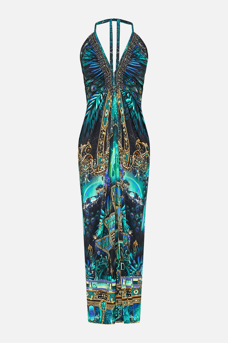 The Defy Gravity V Neck Gathered Jersey Dress