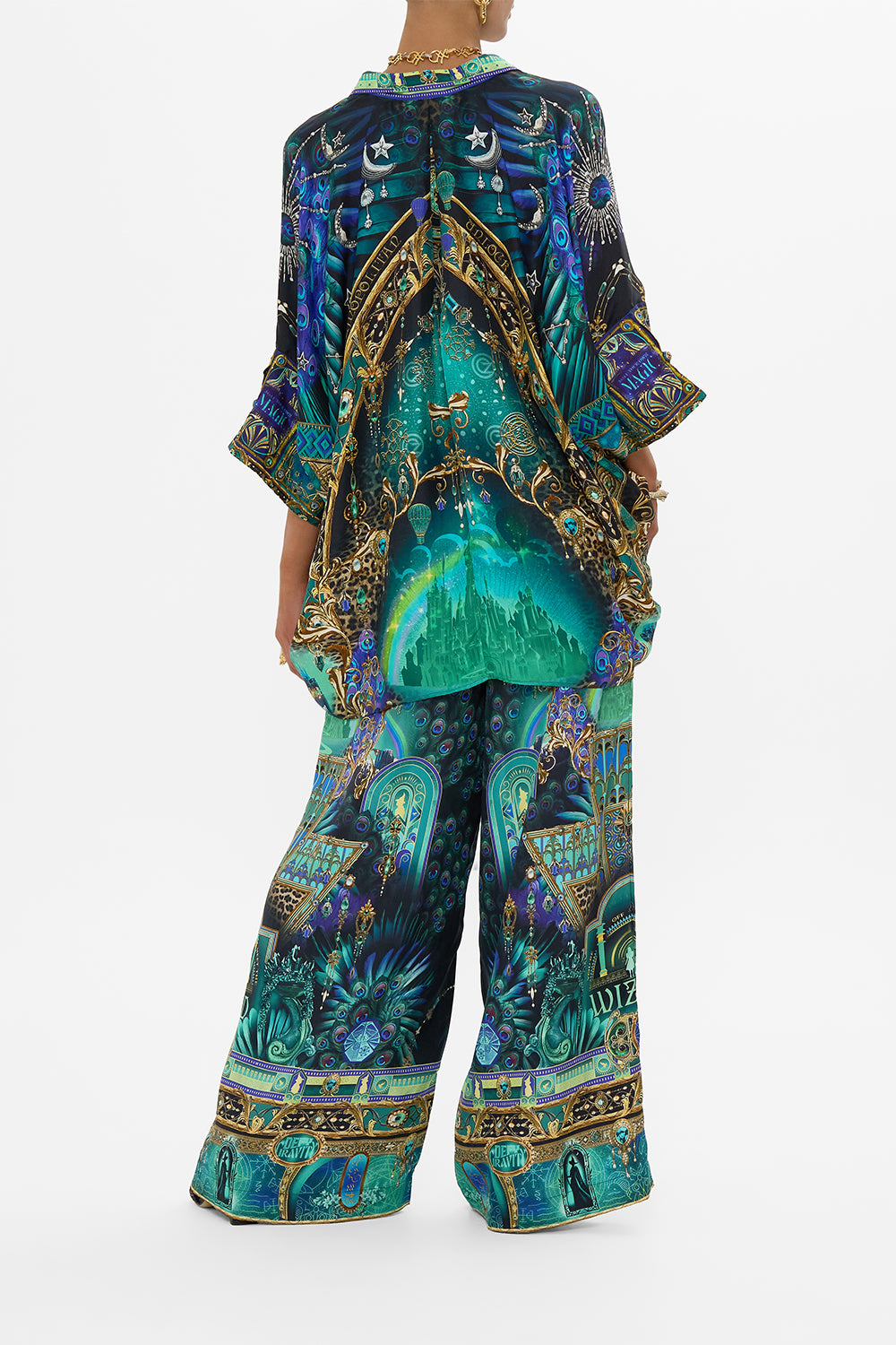 CAMILLA Green/Black Batwing Shirt in Defy Gravity Print