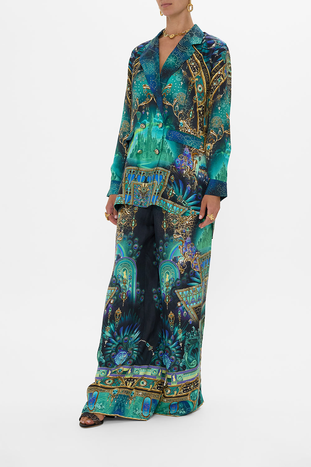 CAMILLA Green/Black Wide Leg Waisted Pant Defy Gravity