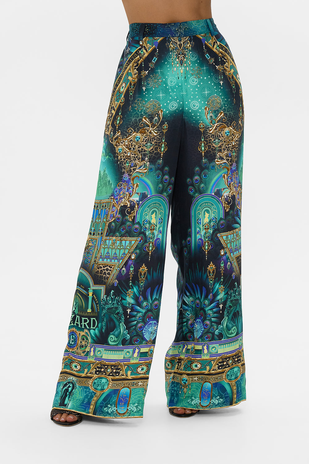 CAMILLA Green/Black Wide Leg Waisted Pant Defy Gravity