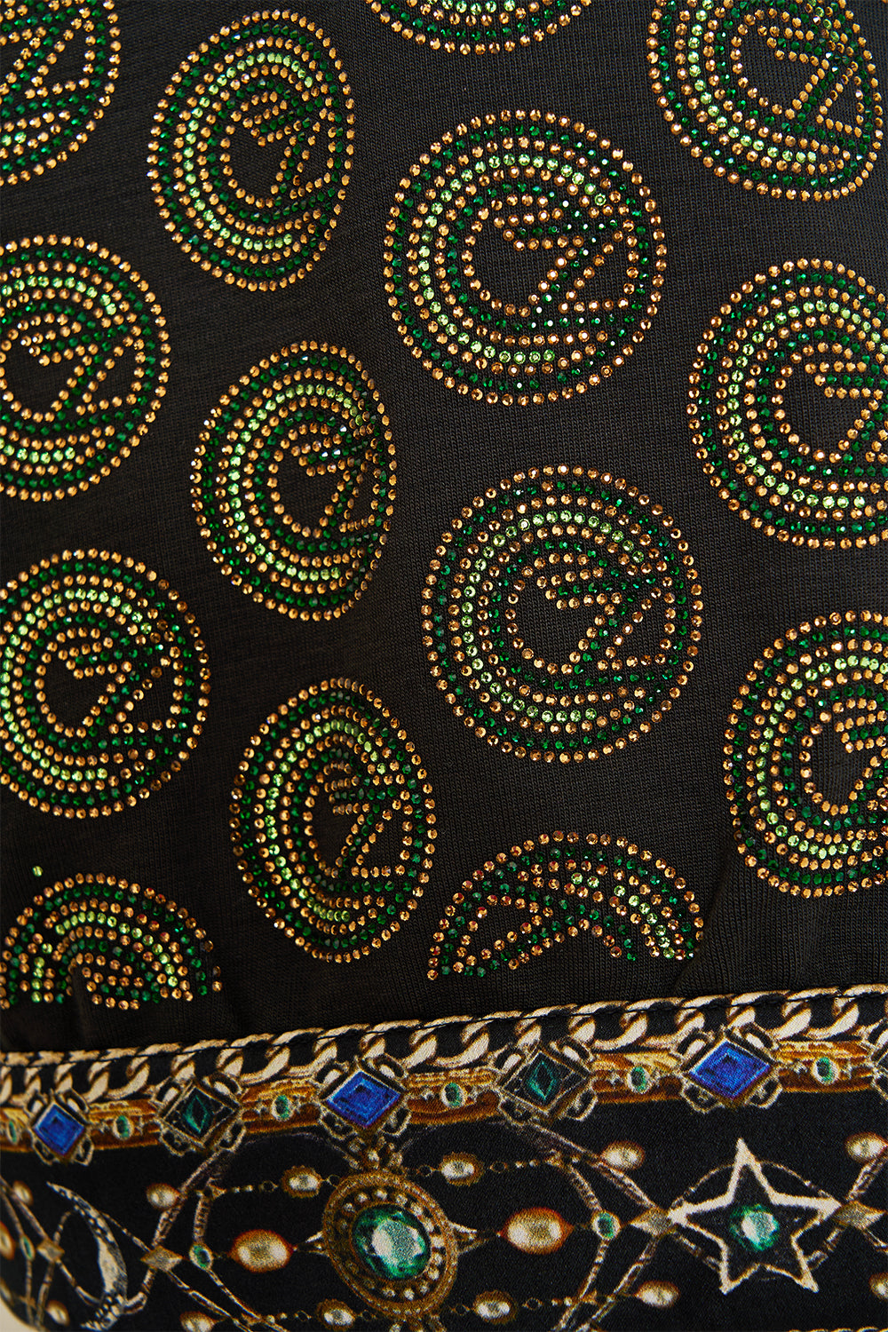 CAMILLA Green/Black Oversized Cropped Tee With Silk Details Defy Gravity