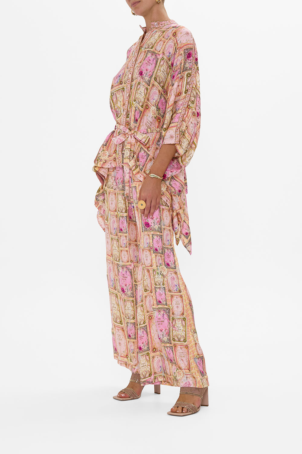 CAMILLA Button Through Scarf Blouse in Totally Ozmopolitan Print