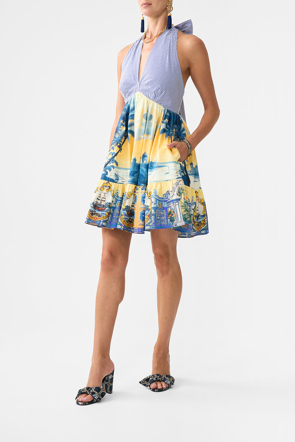 RUFFLE HEM HALTER SHORT DRESS SONG OF SAINT ANTHONY