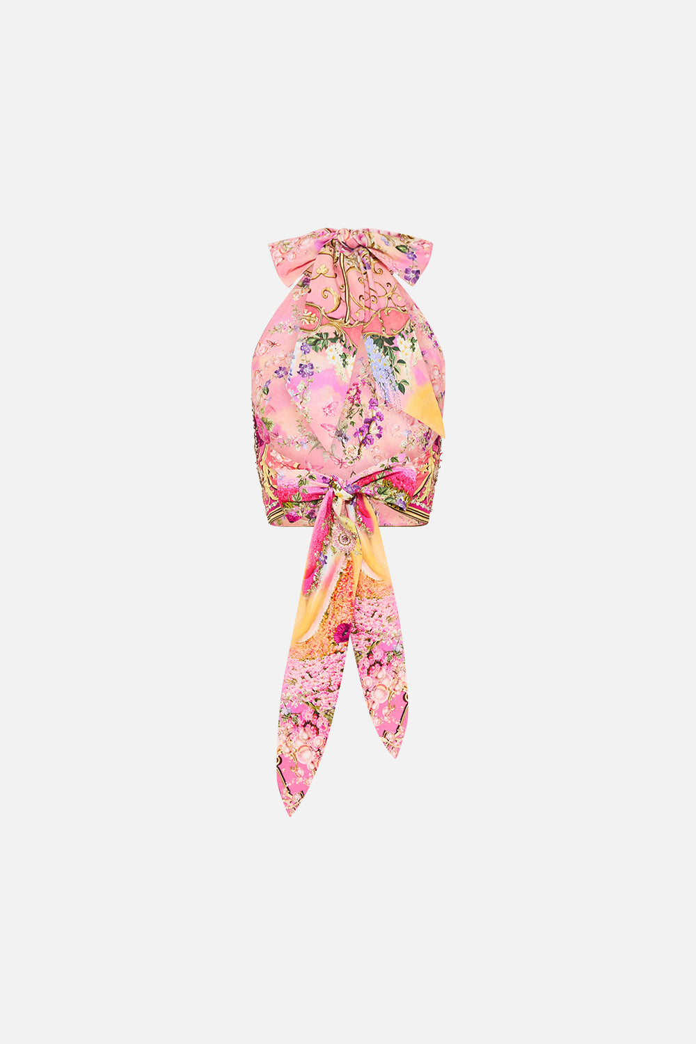 CAMILLA Halter Tie Back Top in Totally Ozmopolitan Print