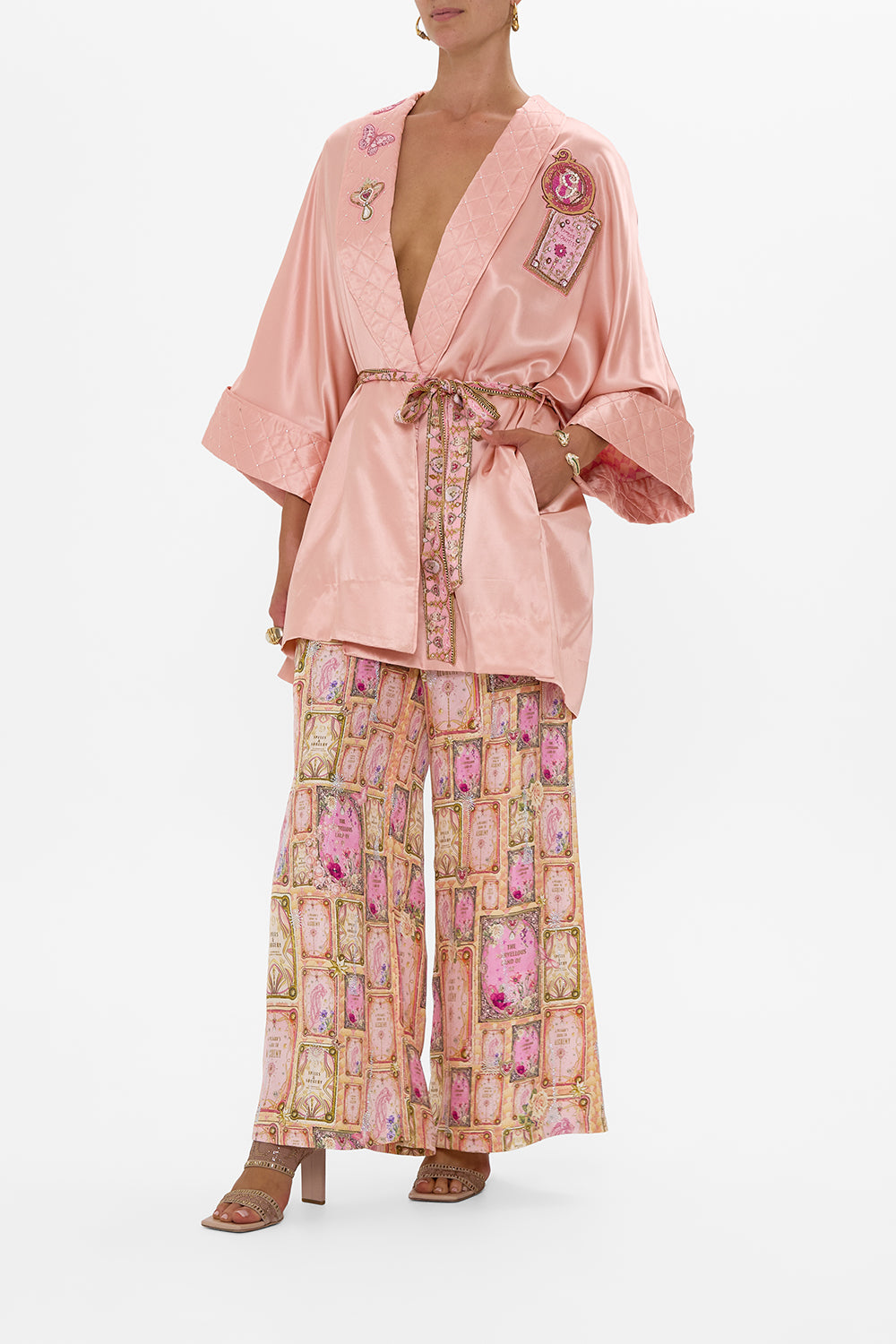CAMILLA Robe with Narrow Collar in Totally Ozmopolitan Print