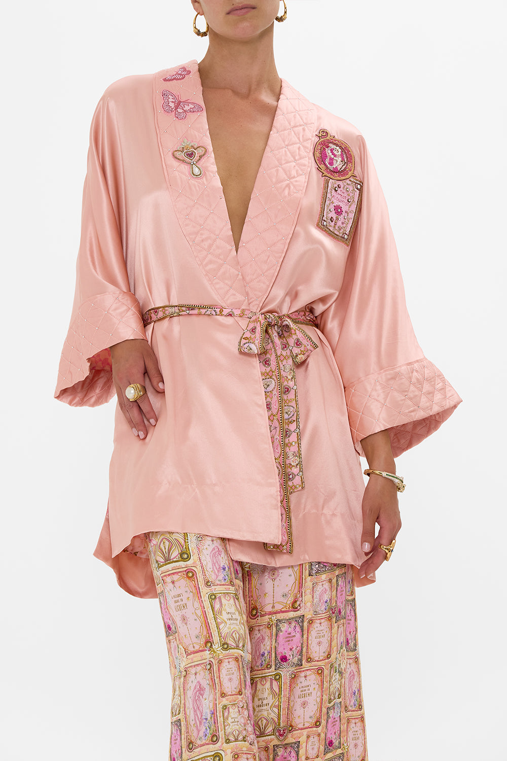 CAMILLA Robe with Narrow Collar in Totally Ozmopolitan Print