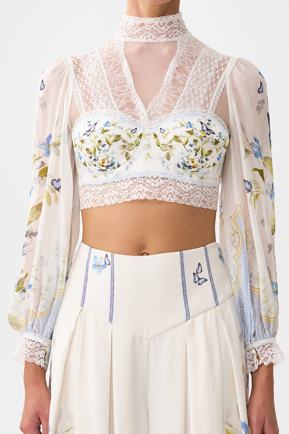 LACE SPLICE TOP WITH LONG SLEEVE BOTANICAL BALLADS