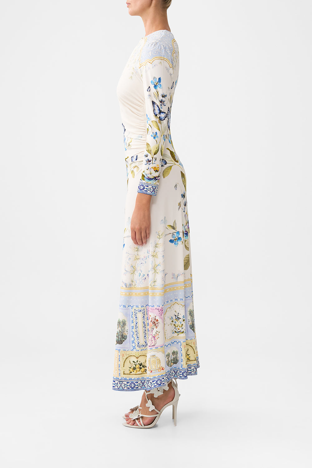 GATHERED JERSEY LONG DRESS BOTANICAL BALLADS