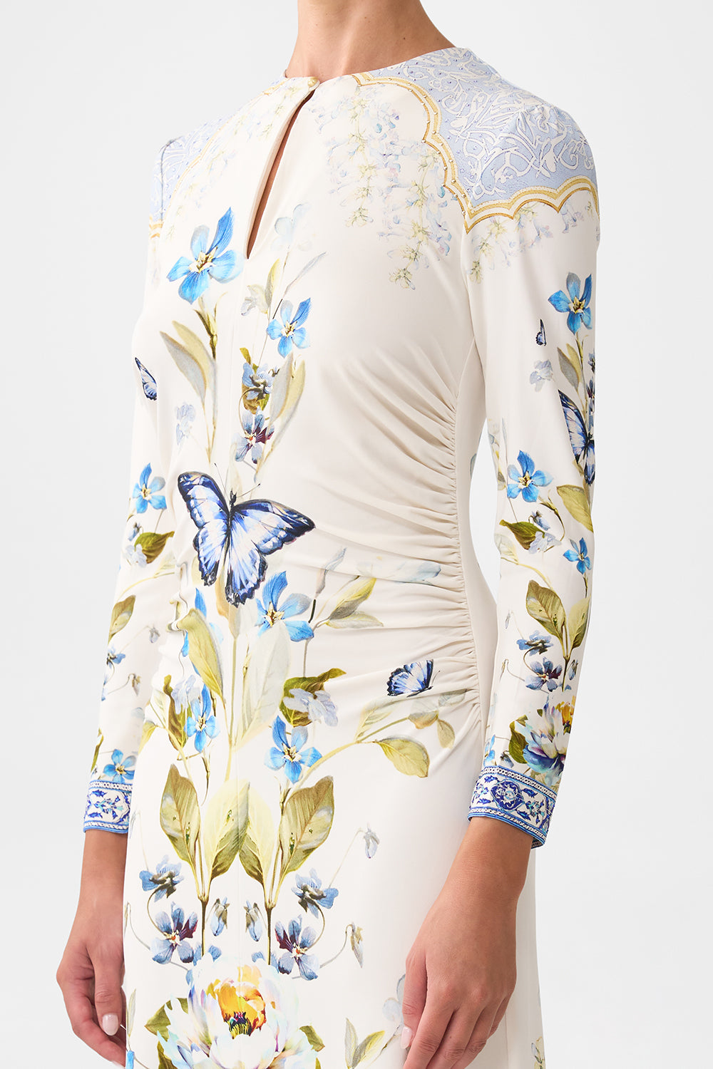 GATHERED JERSEY LONG DRESS BOTANICAL BALLADS