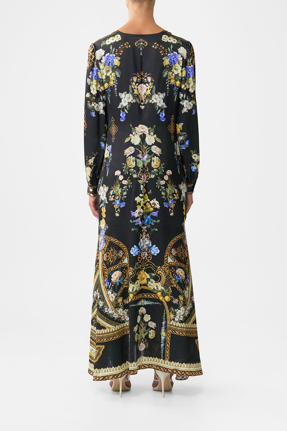 TIE WAIST LONG SLEEVE DRESS OTTOMAN ELEGANCE