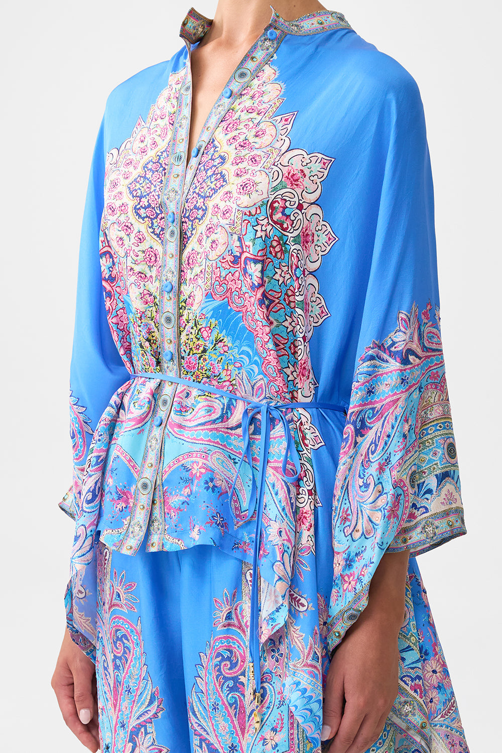 BUTTON THROUGH SCARF BLOUSE FOOTSTEPS IN FOLKLORE