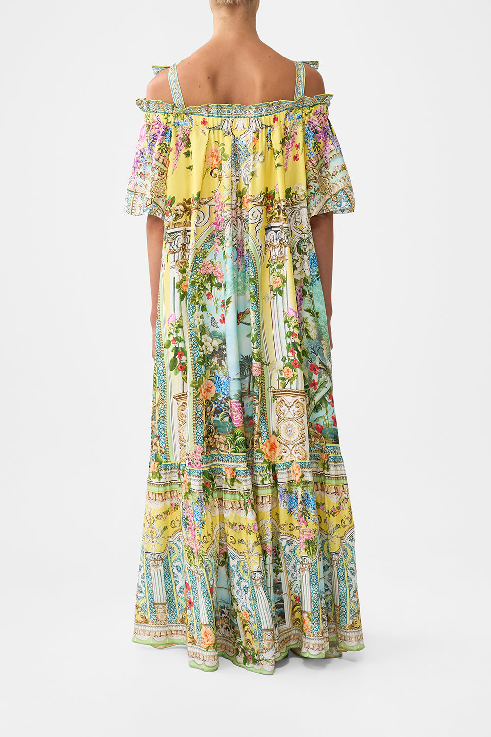 LONG OFF SHOULDER FRILL DRESS WITH STRAPS TALES OF TOPKAPI PALACE