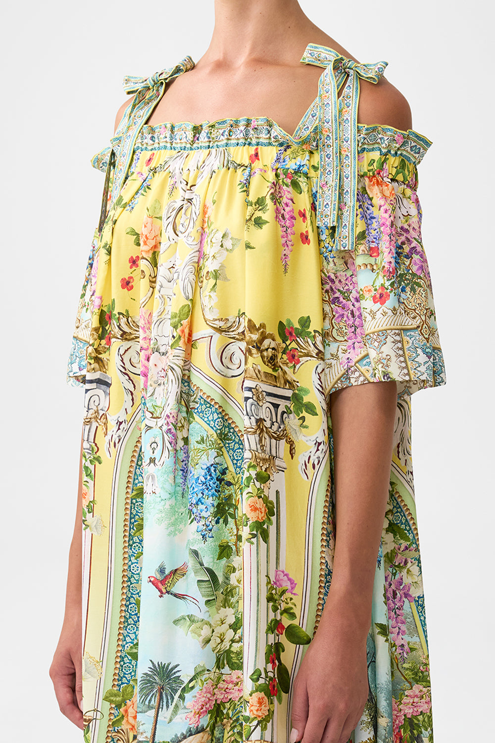 LONG OFF SHOULDER FRILL DRESS WITH STRAPS TALES OF TOPKAPI PALACE