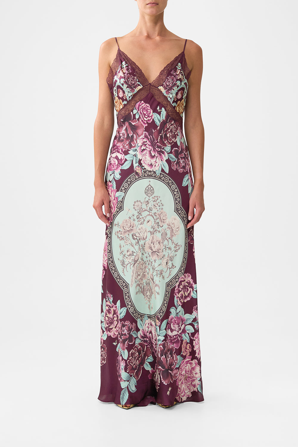 V-NECK LONG BIAS SLIP DRESS WITH TRAIN IF THESE TILES COULD TALK