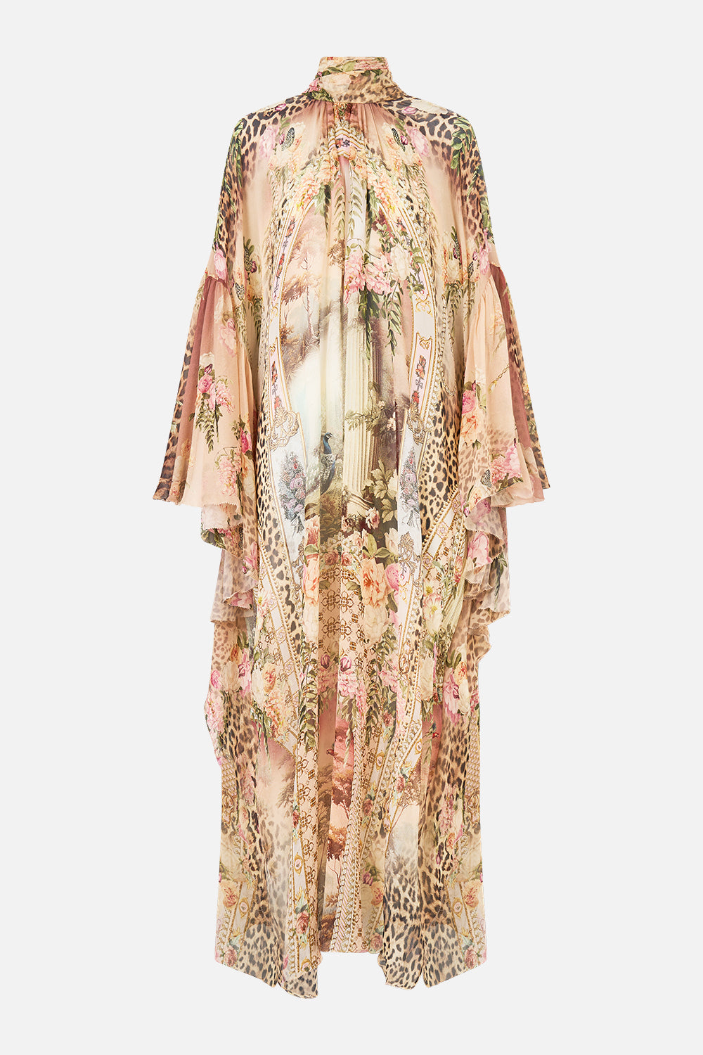 HIGH NECK RUFFLE KAFTAN WATERCOLOUR WONDERLAND