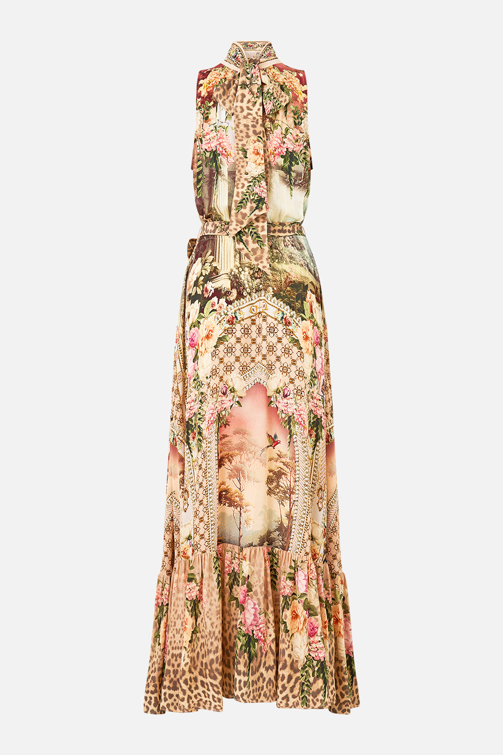 NECKTIE DRESS WITH ELASTICATED WAIST WATERCOLOUR WONDERLAND